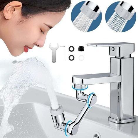 1080 Degree Swivel Faucet Aerator, Multifunctional Rotating Extension Faucet with 2 Spray Modes for 20/22/24mm Thread Faucet Aerator for Kitchen Bathroom (1pcs) (1/4)