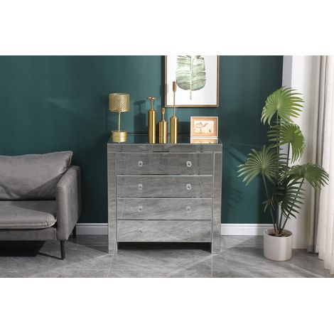 FURNITURE HMD Mirror Storage Cabient Wide 4 Drawers Chest Storage Unit Organizer Cupboard Freestanding Sidebard Livingroom Bedroom Furniture,80x40x80cm(WxDxH) (1/5)