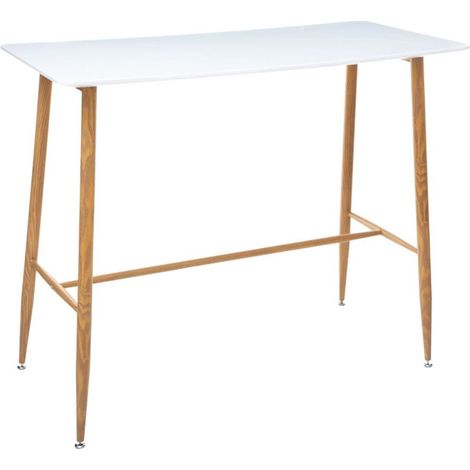 Table de Bar en Bois "Roka" 60x120cm Blanc (1/3)