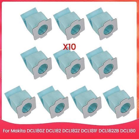 Ensemble de 10 sacs à poussière pour Makita DCL180Z, DCL182, DCL182Z, DCL181F, DCL182ZB et DCL180 (pièces de rechange) (1/5)