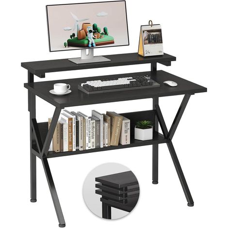 Kleiner Schreibtisch 70x48cm mit Regal und höhenverstellbarem Monitoraufsatz (1/5)
