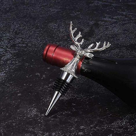 Tappo per vino in metallo a forma di testa di cervo, versatore e tappo per bottiglia, accessori per il vino, 2 pezzi. (1/2)