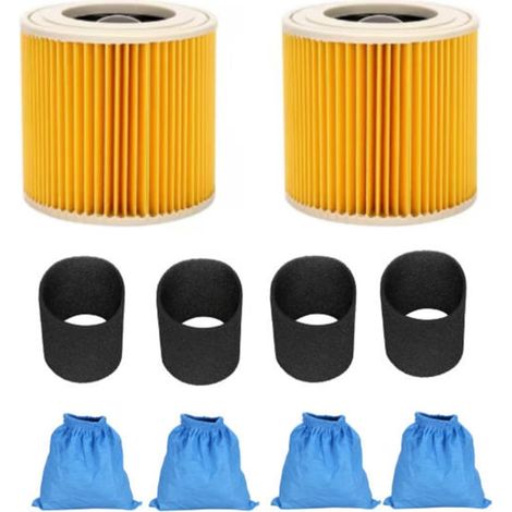 Lot de 6 sacs filtrants pour aspirateur Karcher MV1 MV2 WD1 WD2 WD3 Series, filtre HEPA et sac de rechange en textile, filtration efficace, installation facile (1/5)