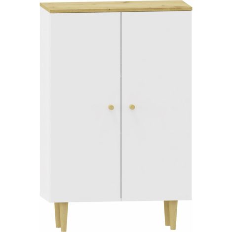 Cassettiera RANGE COM 70 2D artigianale - ante bianche, ripiani, appendiabiti