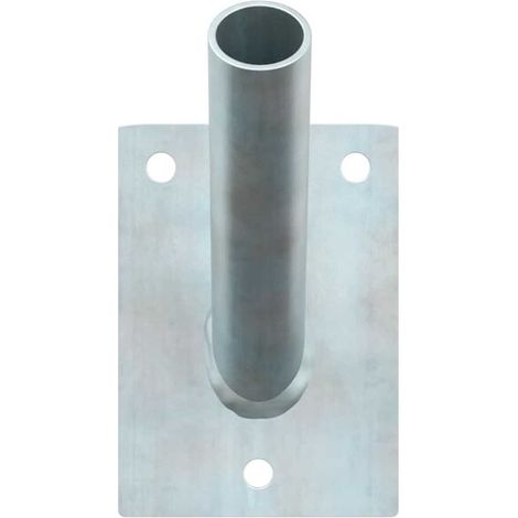 Support de mât de drapeau argenté, 10,5 x 7,5 x 2,5 cm, acier. (1/5)
