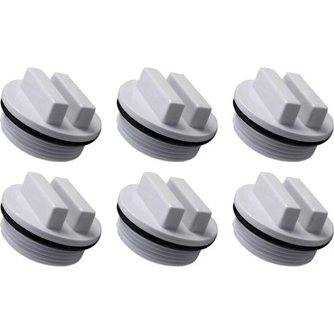 Bouchon de vidange fileté de 1,5 pouce pour piscine, bouchon antigel pour port de retour, bouchon de vidange pour filtre (6 pièces) (1/4)