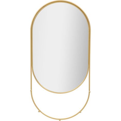 Specchio da parete con appendiabiti in ferro color oro per bagni e camere da letto (1/4)