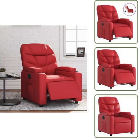 Cuero sintético - vidaXL Sillón reclinable eléctrico de cuero sintético rojo - Motor eléctrico