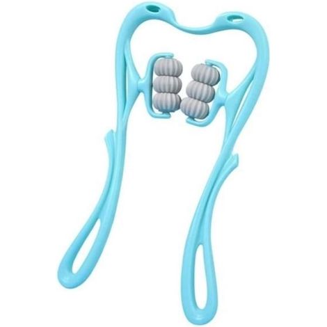 (Blu) Massaggiatore ergonomico per il collo con 6 ruote per alleviare il dolore muscolare - Blu