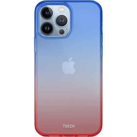 CUSTODIA IN VETRO TEMPERATO PER APPLE IPHONE 13 MINI BLU ROSSO OMBRE (1/5)
