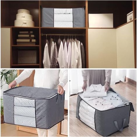 Sac de rangement pour couette en tissu non tissé épais, rangement sous le lit, rangement pour vêtements, 60 x 40 x 35 cm
