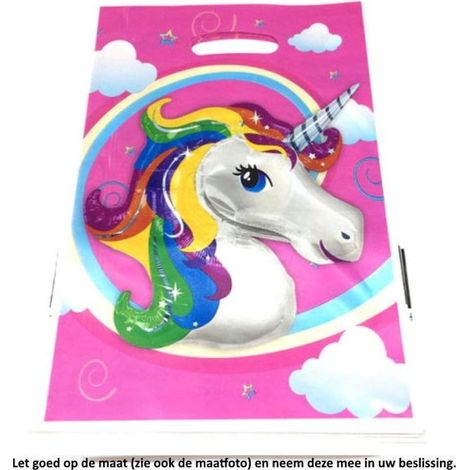 Lot de 10 sacs de fête licorne - 16,5 x 25 cm - Sacs en cellophane - Sacs à bonbons et biscuits - Pour anniversaire - Emballage (1/5)