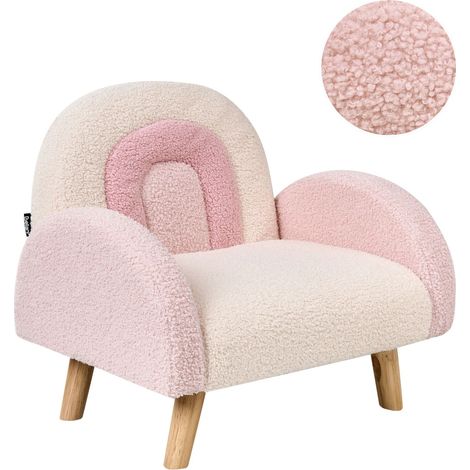 Sedia a dondolo per bambini con Gambe in legno rosa Ombo
