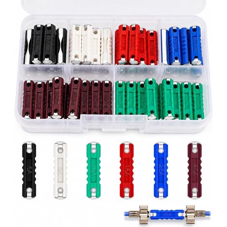 60 PCS Fusible Torpille,Fusible Torpille Voiture Torpedo de Automobile 5A 8A 10A 16A 25A 40A pour Voiture Classique Voiture Moto. (1/5)