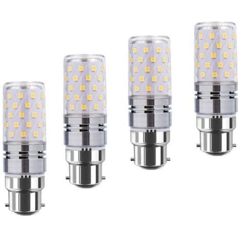 LED B22 de maïs Bulbs12W, 100W Incandescent équivalent, 1200lm, blanc chaud 3000K ampoules Chandelier, Bougie décorative Culot B22, lampe LED non graduables, Pack 4 [Classe énergétique A+] (1/4)
