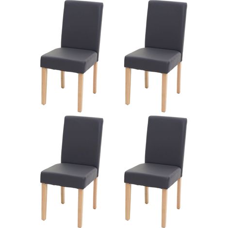 4x chaise de salle à manger chaise de cuisine Littau - simili cuir, gris mat, pieds clairs (1/5)