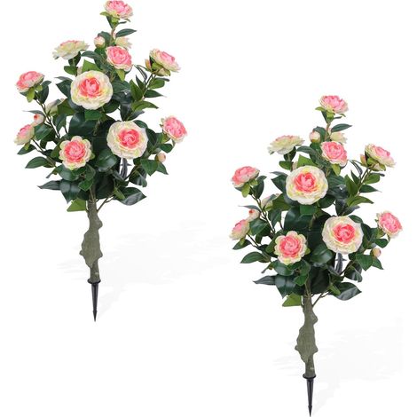 Arbres topiaires artificiels en cèdre de 90 cm – Lot de 2 – Boules réalistes, feuillage persistant – Idéal jardin, terrasse, balcon, devanture – rose (1/5)