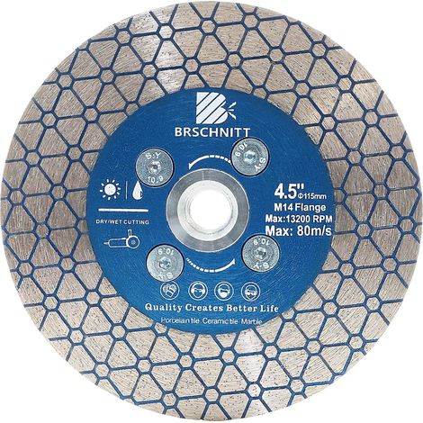 Diamond Tile Disc 115 mm – Double Sided Cutting Grinding Blade Diamond Saw with M14 Flange for Porcelain Ceramic Marble Granite Artificial Stone for Angle Grinder (1/5)