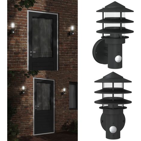 Außenwandleuchte mit Bewegungsmelder Schwarz Edelstahl - Outdoor-Beleuchtung - Wandleuchte - Bewegungsmelder - Edelstahl - IP44 - Home & Living (1/5)
