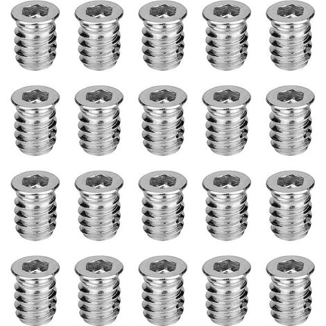 40pcs Inserts filetés à douille pour meubles 6pcs 15mm Insert en métal galvanisé Écrou D Type Socket Hex VIS VIS PAR Écrous pour outils de meubles en bois (1/5)