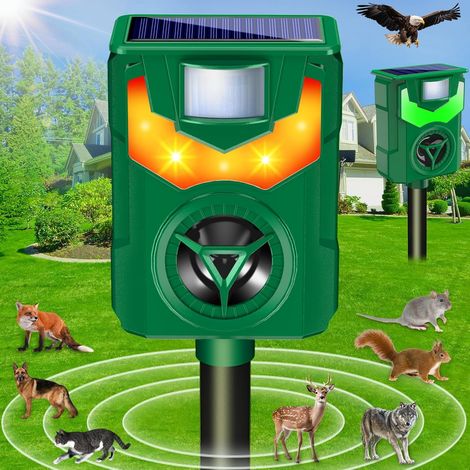 Repelente ultrasónico para mascotas con energía solar, detector de movimiento y linterna (1 unidad) (1/5)