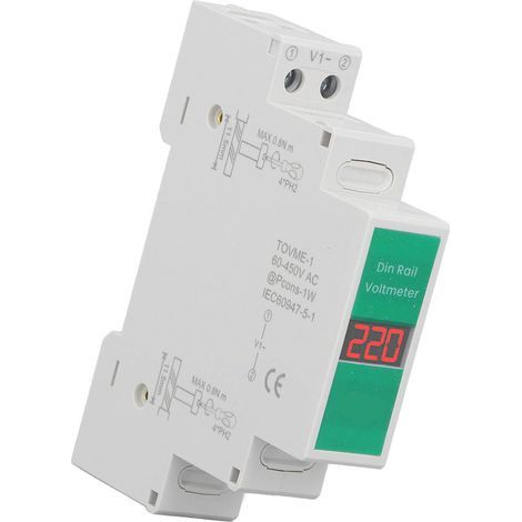 Voltmètre numérique intelligent LCD sur rail DIN, monophasé 60-450 V (1/5)