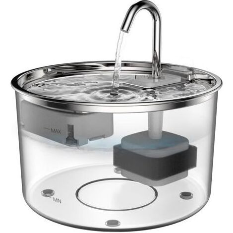 Fontaine a Eau Chat, Fontaine à Eau pour Chat avec Forme de Robinet, 3L Distributeur Eau Chat, Pompe à Eau Super Silencieuse, Filtrer les Poils Divers,Eau vive 24 heures sur 24, Deux Modèles de Débit- (1/4)