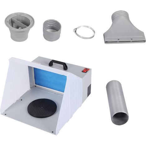 Cabine de peinture aérographe avec plateau tournant, système d'extraction et filtre pliable pour modélisme et peinture (100-240 V, prise européenne, 50 Hz). (1/5)