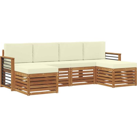 Sofa Sets 6 pcs Natural and Cream Solid Acacia Wood vidaXL (1/5)