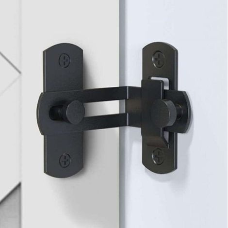 Verrou de porte rabattable à 90 degrés Boulon Porte de grange Serrure à angle droit Boucle de porte incurvée (1/5)