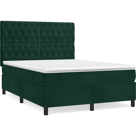 Maison Exclusive - Giroletto a Molle con Materasso Verde Scuro 140x200 cm Velluto