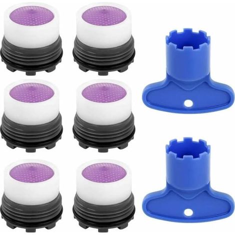 Ensemble de 6 pièces pour aérateur de robinet M16 : filtre et crépine, 2 clés d'aération incluses. Utilisation dans la cuisine et la salle de bain. (1/5)