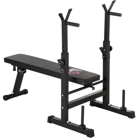 Adjustable Weight Bench, Foldable Bench, with Barbell Rack, for Home Gym Fitness， Black