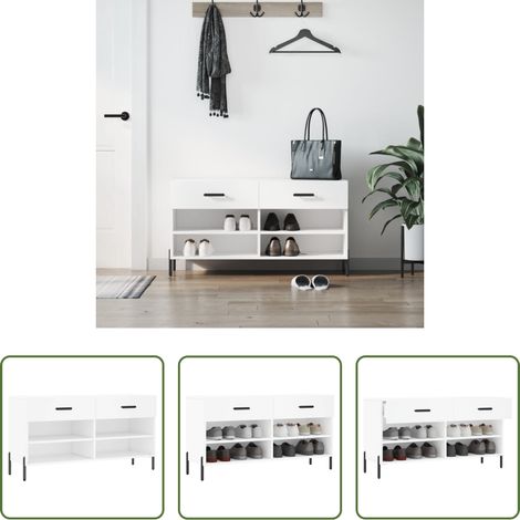 Schuhablage -  Schuhbank Weiß 102x35x55 cm Holzwerkstoff (1/5)