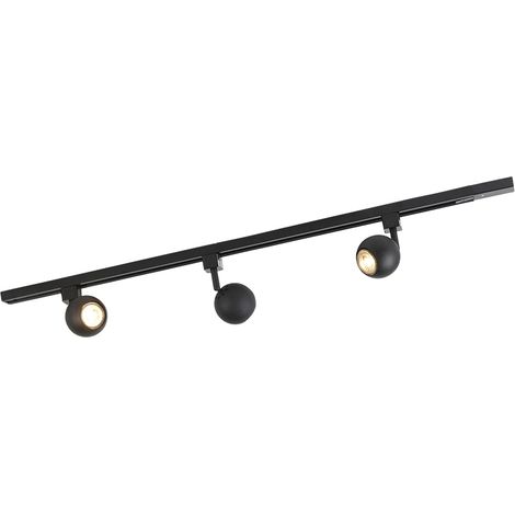QAZQA Modern Track Lighting System with 3 Spotlights Black