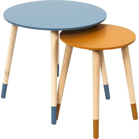 Table Gigogne - HOME DECO FACTORY - Bicolore - Bleu et Jaune