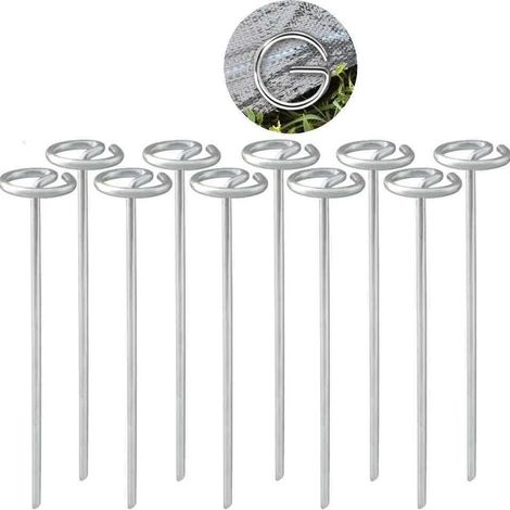 40 Piquets de Jardin en Acier Galvanisé 3mm x 20cm, Crochets de Fixation Solides pour Pelouse, Paysage, Tente et Auvent - Usage Extérieur-x (1/3)