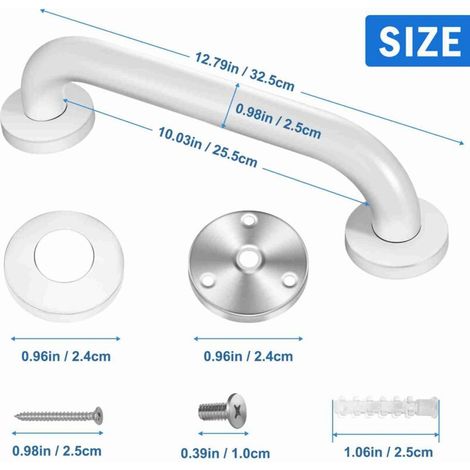 SJLERST 2 barras de seguridad para baño, asas antideslizantes de acero inoxidable, barra de apoyo para inodoro, barra de apoyo para baño, barra de apoyo para ducha para personas mayores/niños, 30 cm ( (1/3)