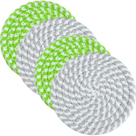 4 dessous de plat résistants à la chaleur, en coton et non-tissé, 18 cm, protection pour plans de travail et tables, style ferme (1/5)