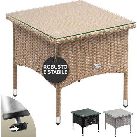 Casaria Tavolo da Giardino in Poly Rattan Tavolino basso da Balcone con Piano in Vetro Versatile M1 - 50x50x45cm (de) (1/7)