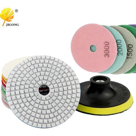 Disques de polissage pour marbre de 100 mm (4 pouces), disques de polissage pour pierre, disques de polissage diamantés doux, ensemble de disques de polissage pour pierre à l'eau (1/5)