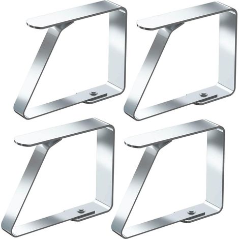 Lot de 4 pinces à nappe de pique-nique (8 x 7 cm) en acier inoxydable (1/5)