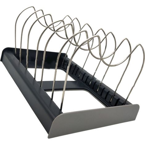 Rangecouvercle poêle réglable extensible organisateur couvercles casseroles multifonction pour cuisine en plastique acier inoxydable (1/5)