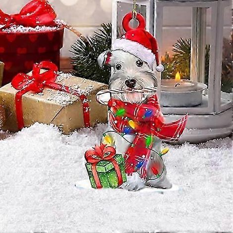 Boule de Noël avec chapeau de Noël, décoration de sapin de Noël, gnome de Noël en bois, chien de Noël, pendentif de sapin de Noël, labrador de Noël (1/5)