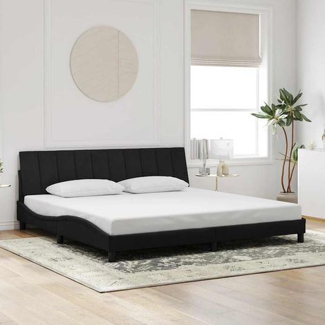 Cadre de lit sans matelas Hanko noir 200x200 cm velours (1/5)