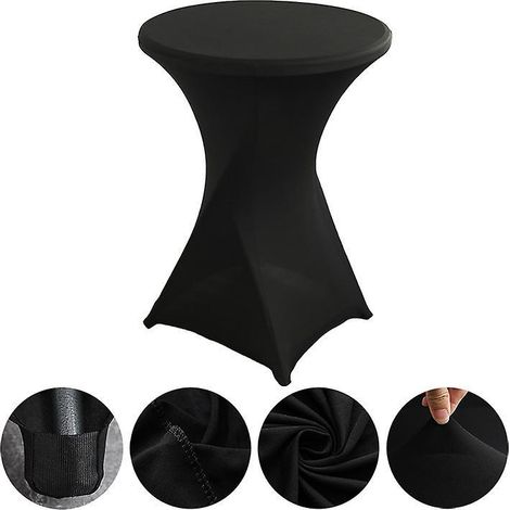 nappe De Cocktail D'angle Carre Extensible Noire 80x110cm, Table Haute Noire, Nappe De Cocktail Ronde Pour Table De Banquet De Cocktail De Mariage (1/5)