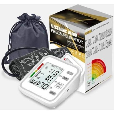 Vollautomatisches elektronisches Oberarm-Blutdruckmessgerät, sprachgesteuertes Blutdruckmessgerät für den Heimgebrauch (Englisch), silberfarben