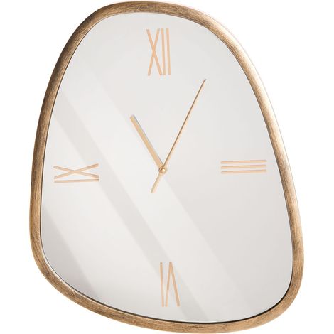 Wall Clock Dark Brown and Silver Glass 53 x 45 cm Minimalistic Design Mirrored Surface Irregular Shape CASTALLA (1/5)