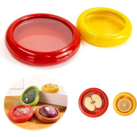Boîtes de Conservation Avec Couvercle Extensible Charcuterie - Hermétique Stockage Long Terme Légumes/Citron/Tomate/Avocat, Convient pour Micro-ondes, Four, Congélateur Lave-vaiss, 2pcs (1/5)