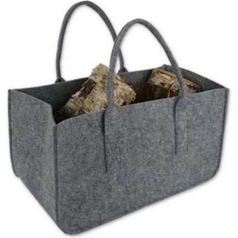 SABIR Sac en Feutre, Bois de cheminée en Feutre avec poignée de Transport Panier de Rangement, Jouets, Journaux, Faire du Shopping( 50 x 25 x 25 cm, Gris clair) (1/5)